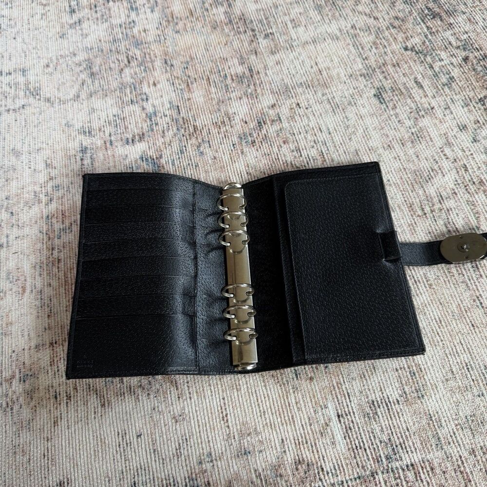 Gucci Pocket Agenda Cover Black Leather Planner Organizer Vintage Made in Italy - Picture 6 of 16